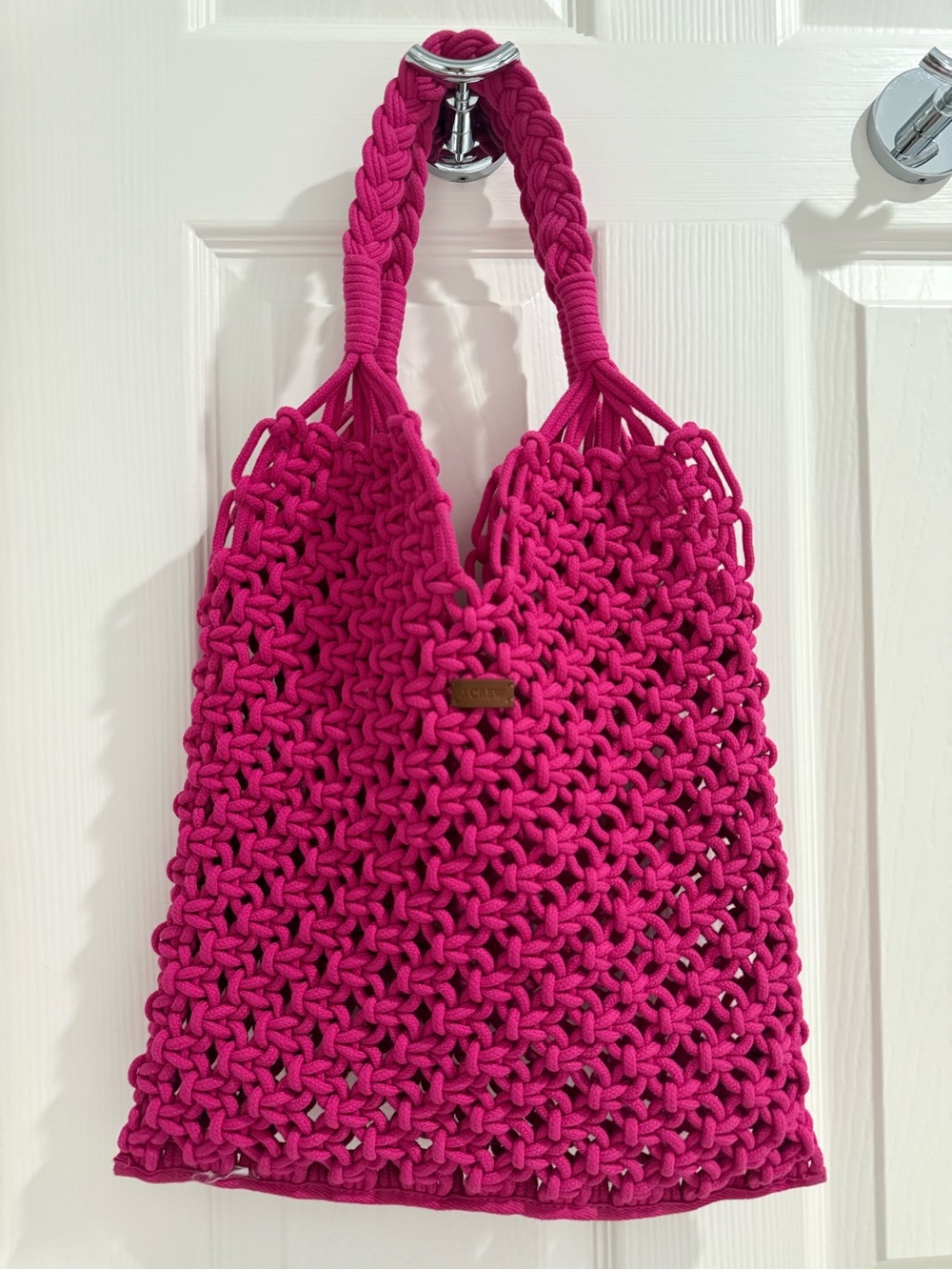 J.Crew Women’s Multi Purpose Netted Woven Rope Macrame Crochet Tote Purse Pink